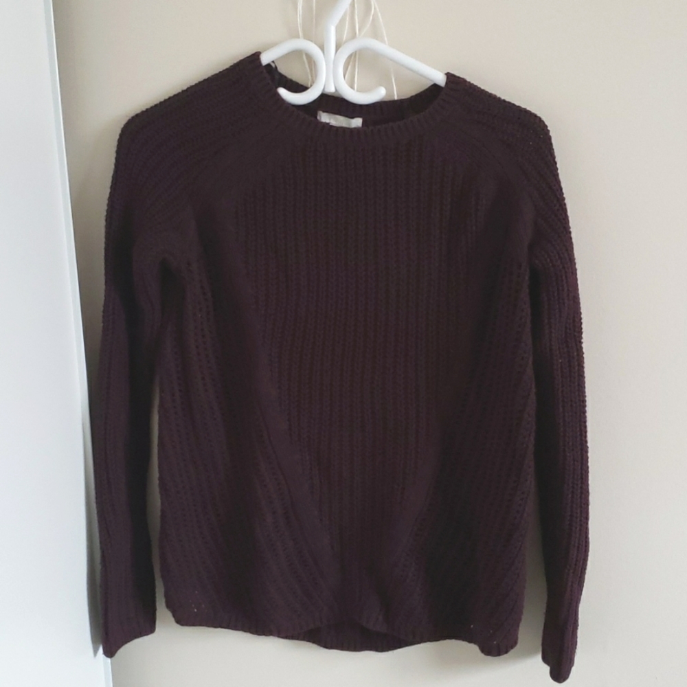 H&M Knitted Dark Purple Crew Neck Sweater